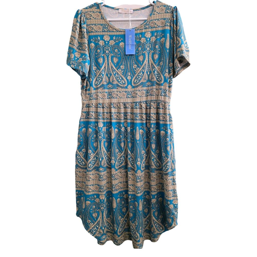 Green Paisley- Dress-Large